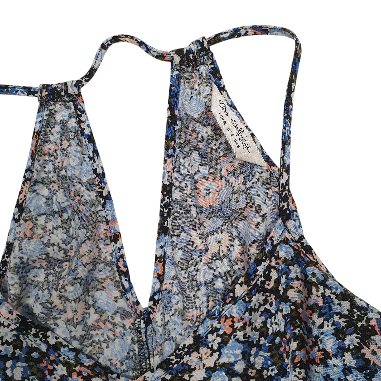 Womens Blue Miss Selfridge Vest Top Floral  T Shirt