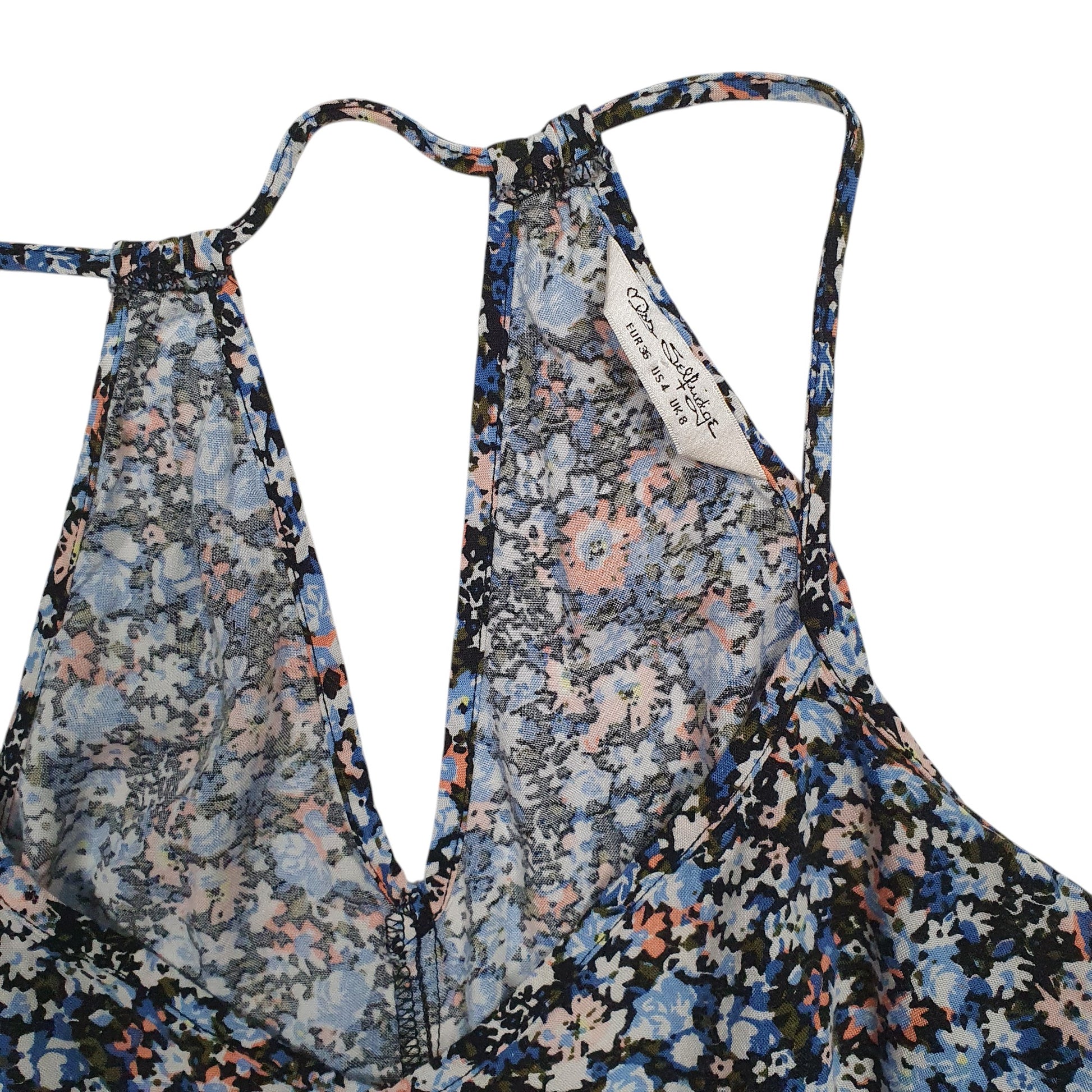 Womens Blue Miss Selfridge Vest Top Floral  T Shirt