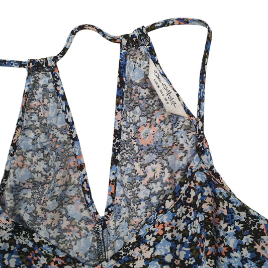 Womens Blue Miss Selfridge Vest Top Floral  T Shirt