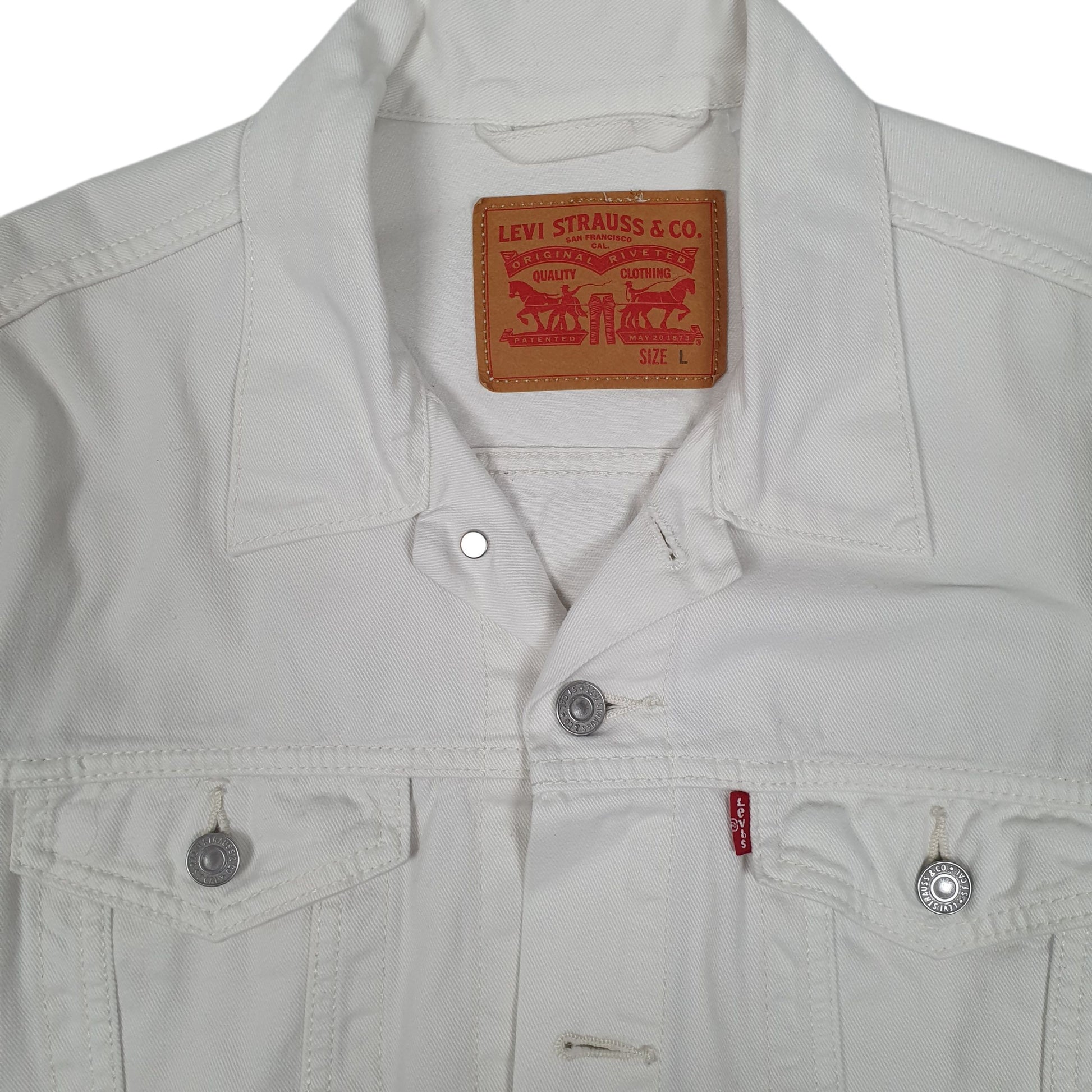Mens White Levis Type 3 Trucker Crewneck Coat