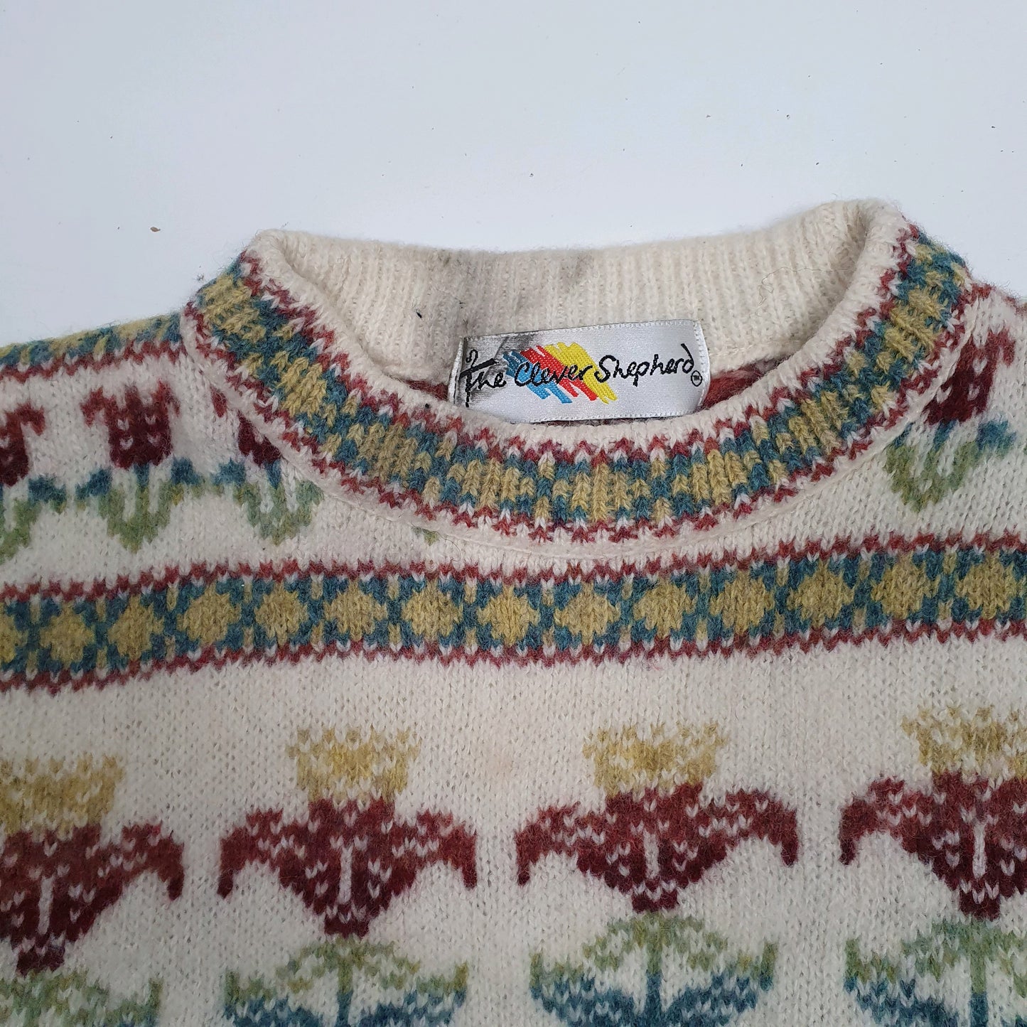 Mens Cream The Clever Shepherd  Crewneck Jumper