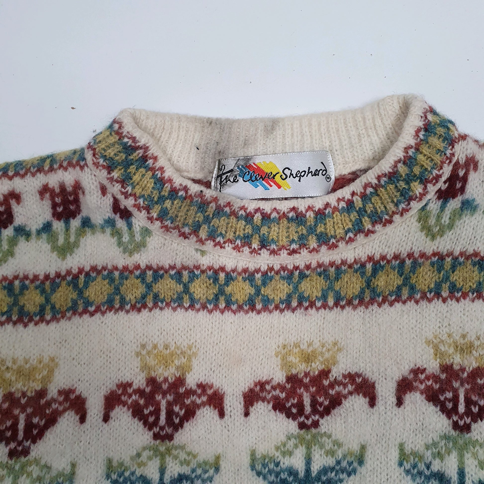 Mens Cream The Clever Shepherd  Crewneck Jumper