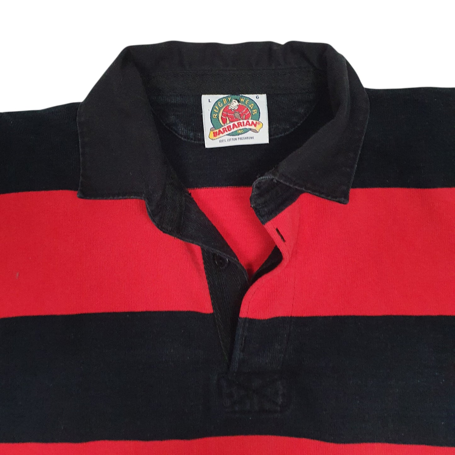 Mens Red Barbarian Rugby Crewneck Polo Shirt