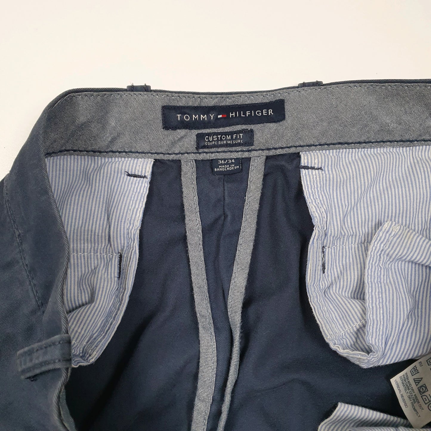 Mens Navy Tommy Hilfiger Double Pleated  Trousers