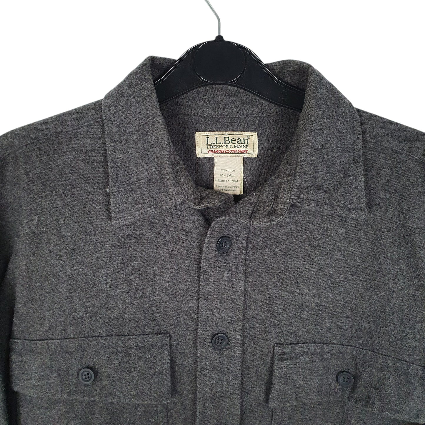 Mens Grey L.L.Bean Thick Chamois Tall  Shirt