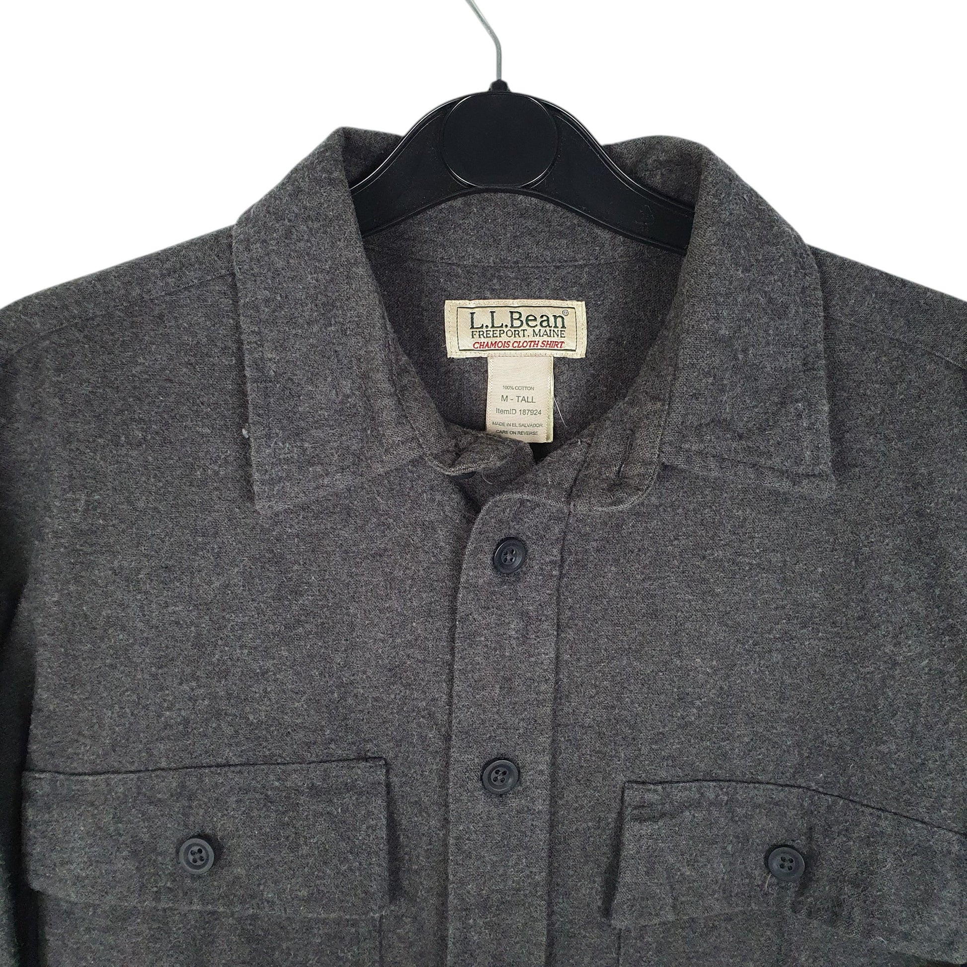 Mens Grey L.L.Bean Thick Chamois Tall  Shirt