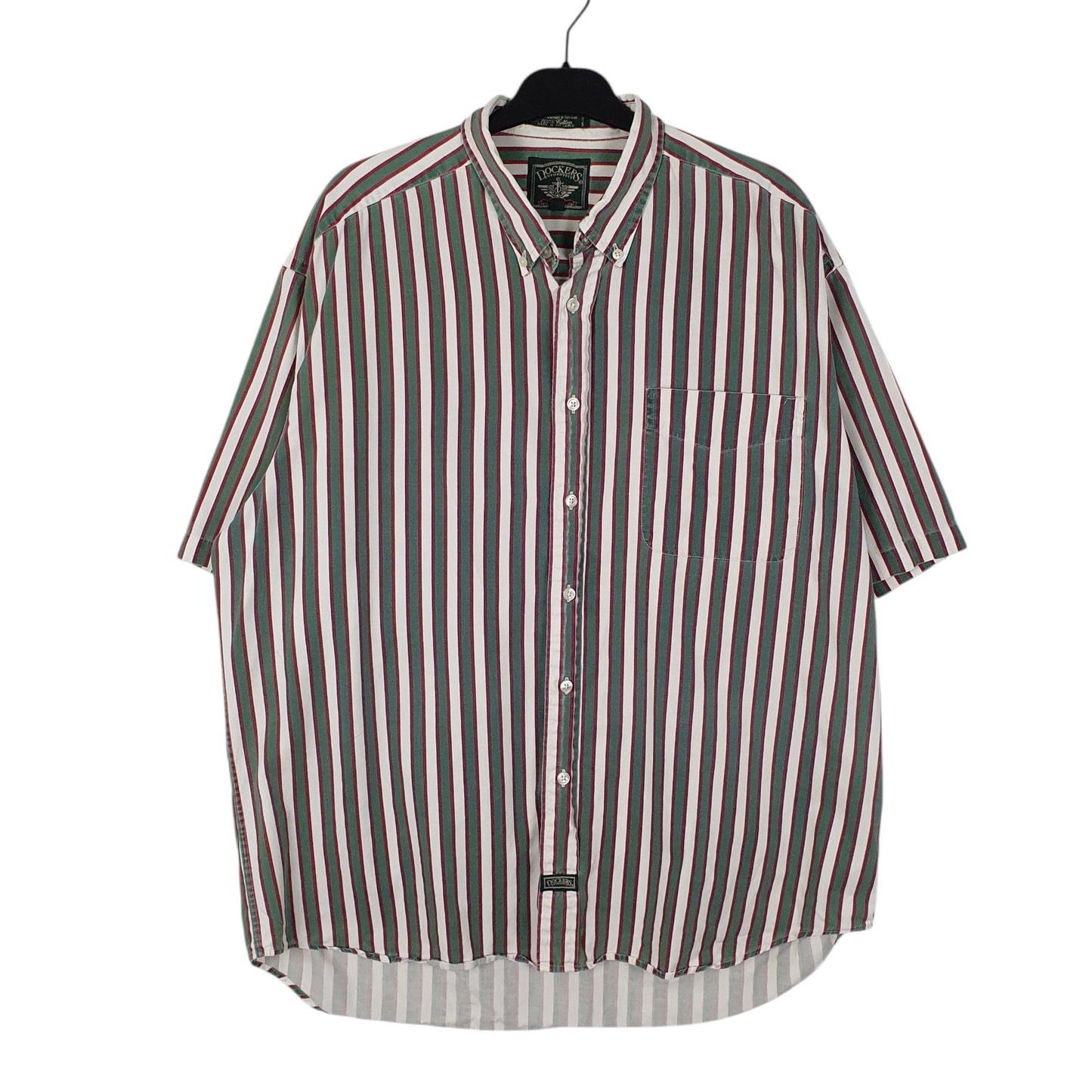 Mens Green Dockers Vintage 90s Short Sleeve Shirt