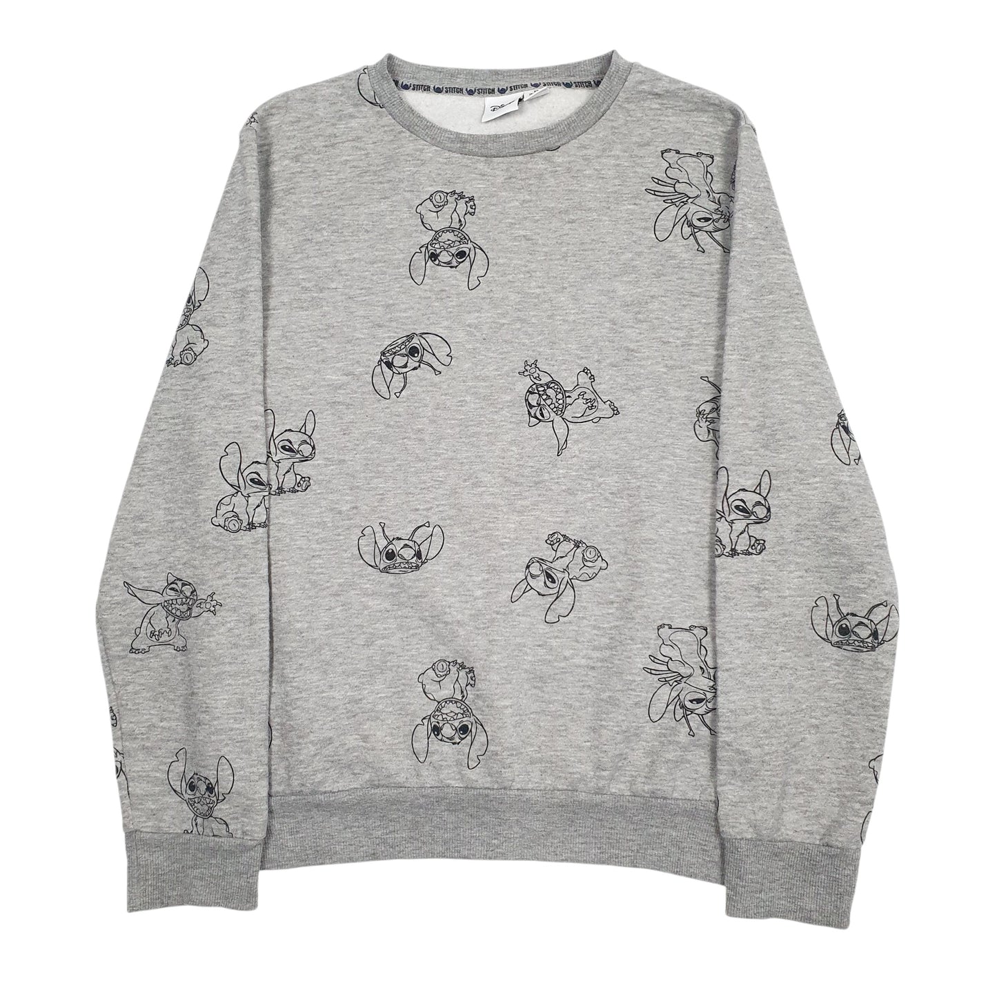 Mens Grey Disney Stitch Crewneck Jumper