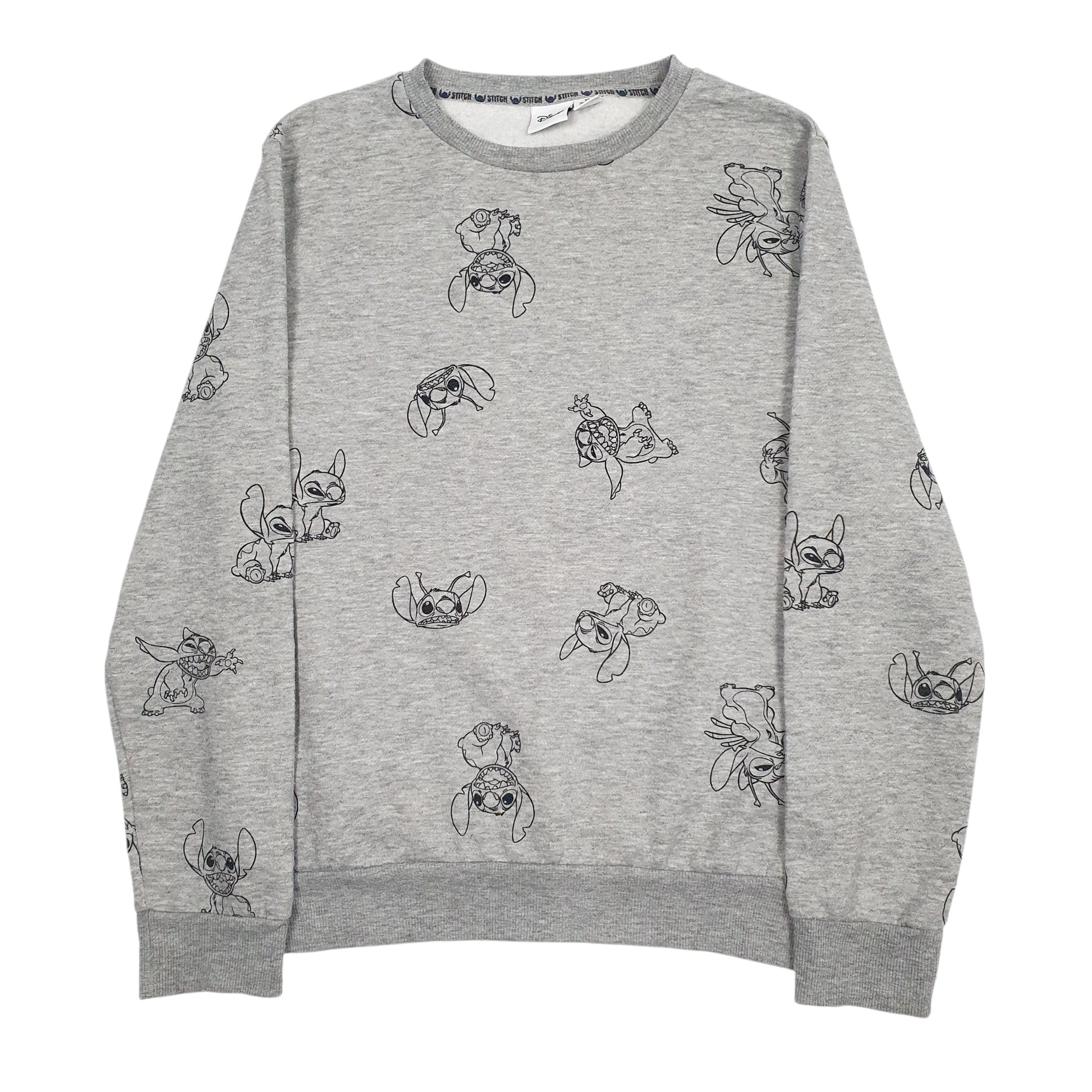 Mens Grey Disney Stitch Crewneck Jumper