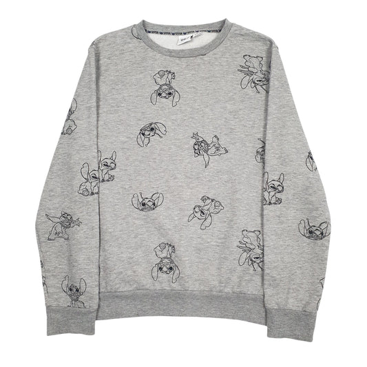 Mens Grey Disney Stitch Crewneck Jumper