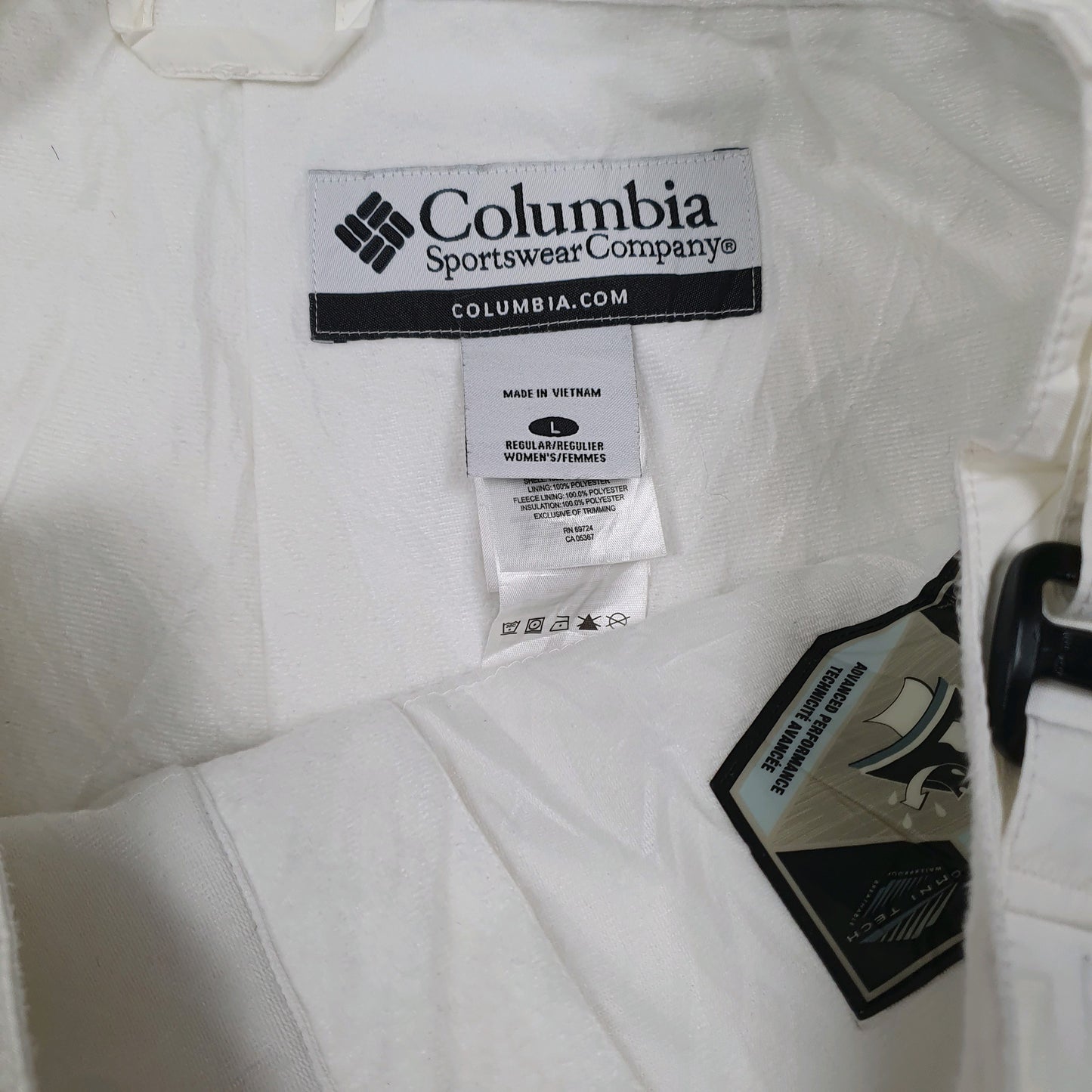 Womens White Columbia Sportswear Company Skiing Sallopettes Insulated Omnitech Hoodie Trousers