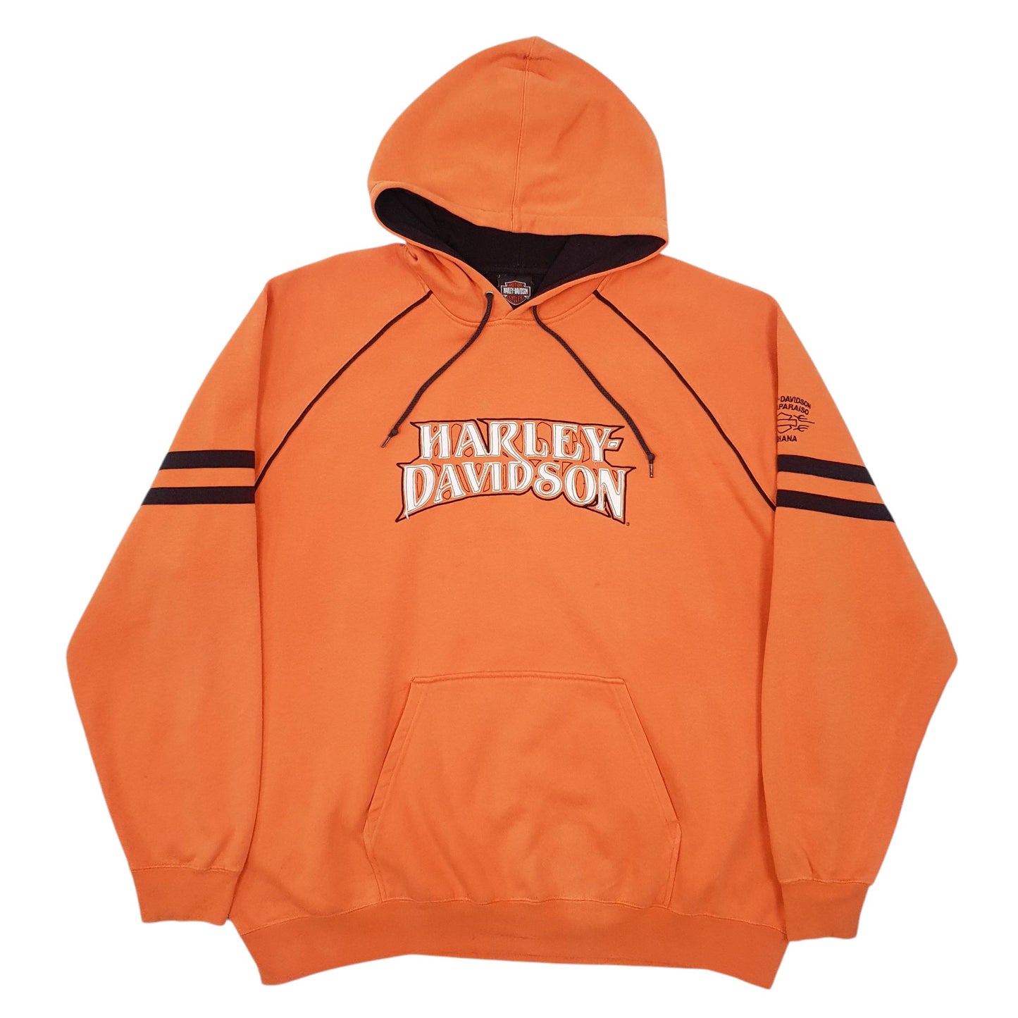 Mens Orange Harley Davidson Spellout Crewneck Jumper
