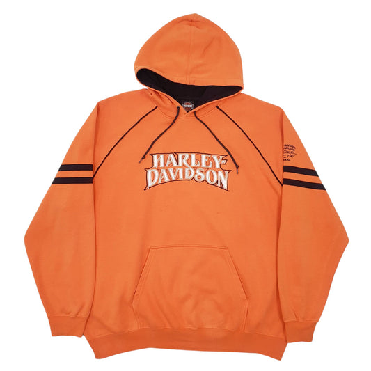 Mens Orange Harley Davidson Spellout Crewneck Jumper
