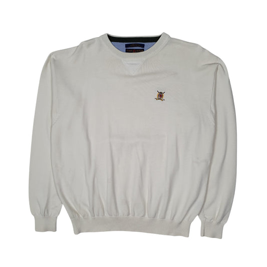 Mens White Tommy Hilfiger Vintage 00s Golf Crewneck Jumper