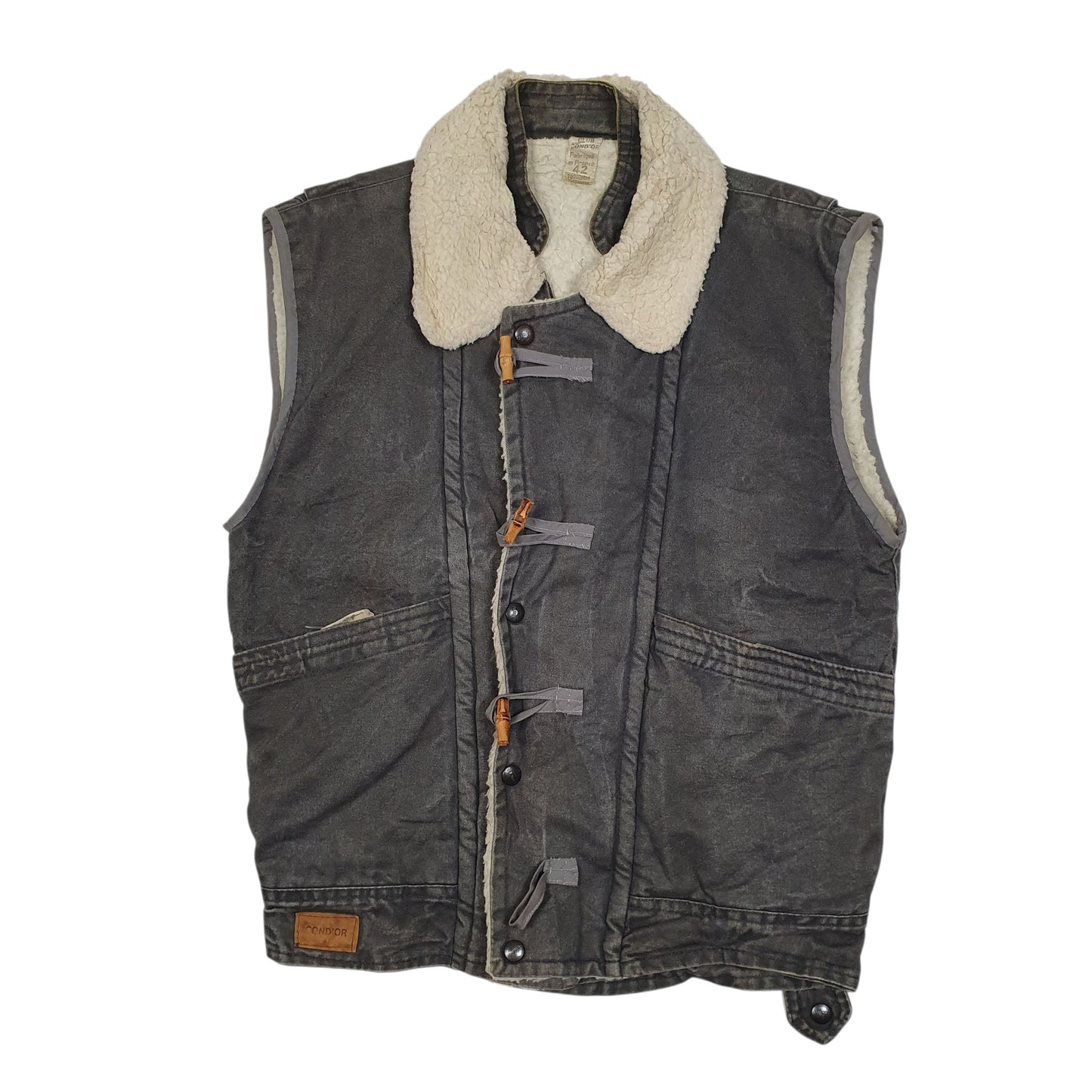 Mens Grey Club Condor Vintage French Workwear Sherpa Lined  Coat