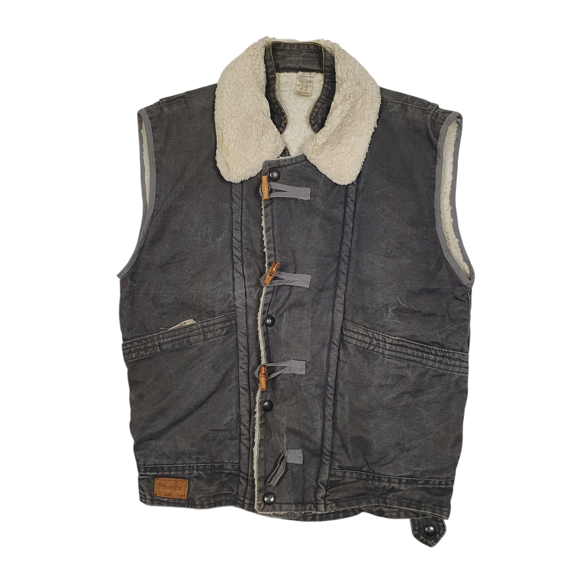 Mens Grey Club Condor Vintage French Workwear Sherpa Lined  Coat