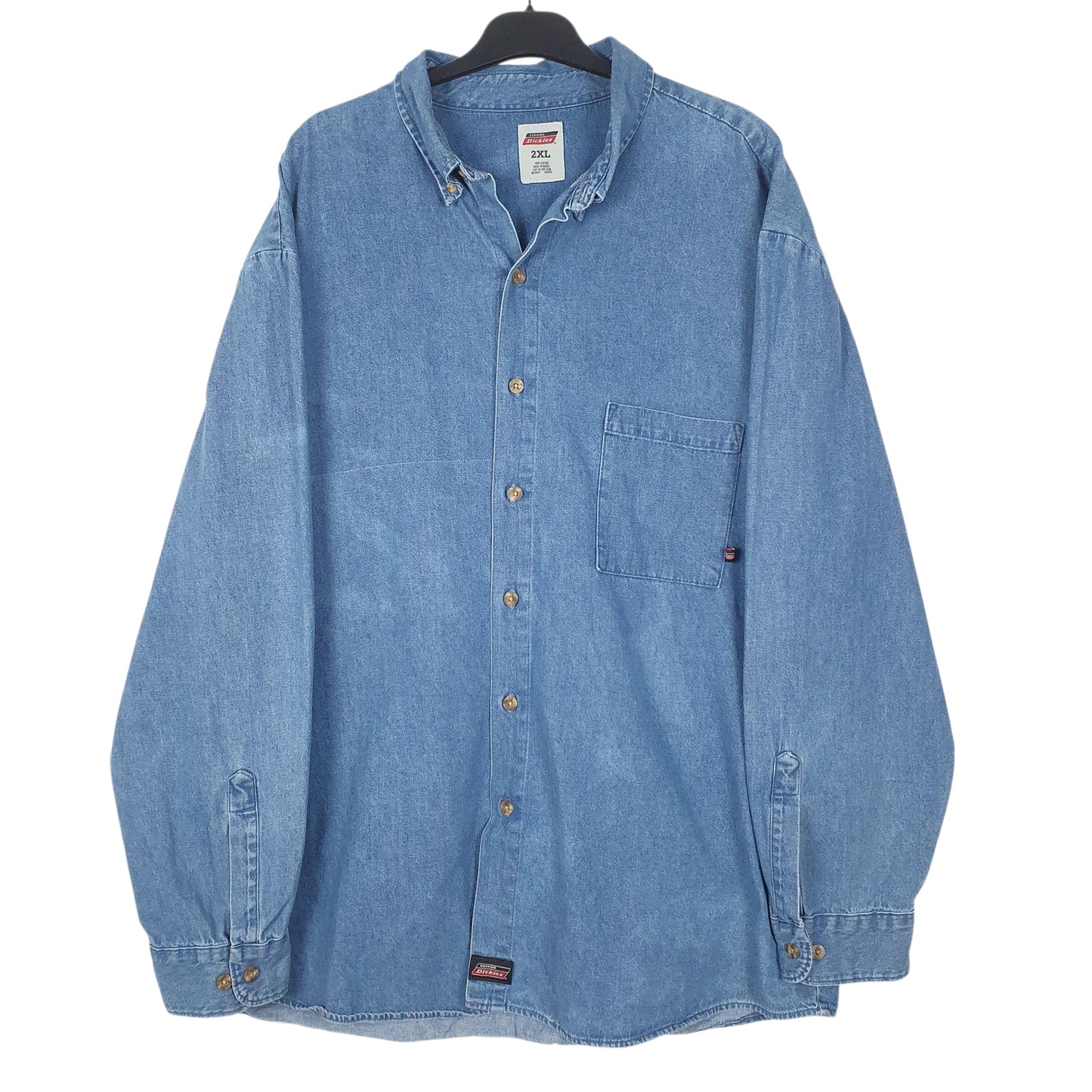 Mens Blue Dickies Denim Long Sleeve Shirt