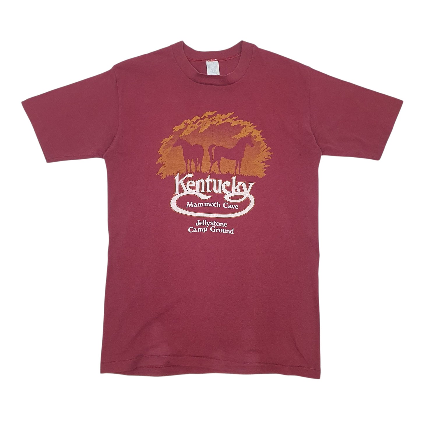 Mens Burgundy Diamond Single Stitch Vintage 80s Short Sleeve T Shirt