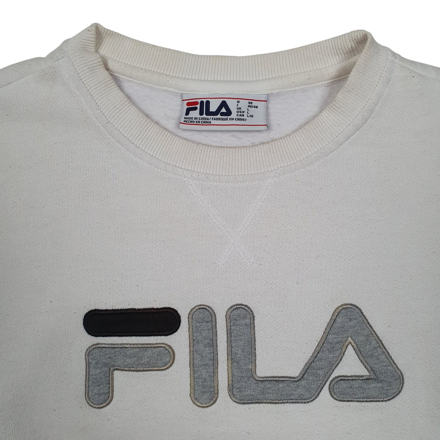 Womens White Fila  Crewneck Jumper