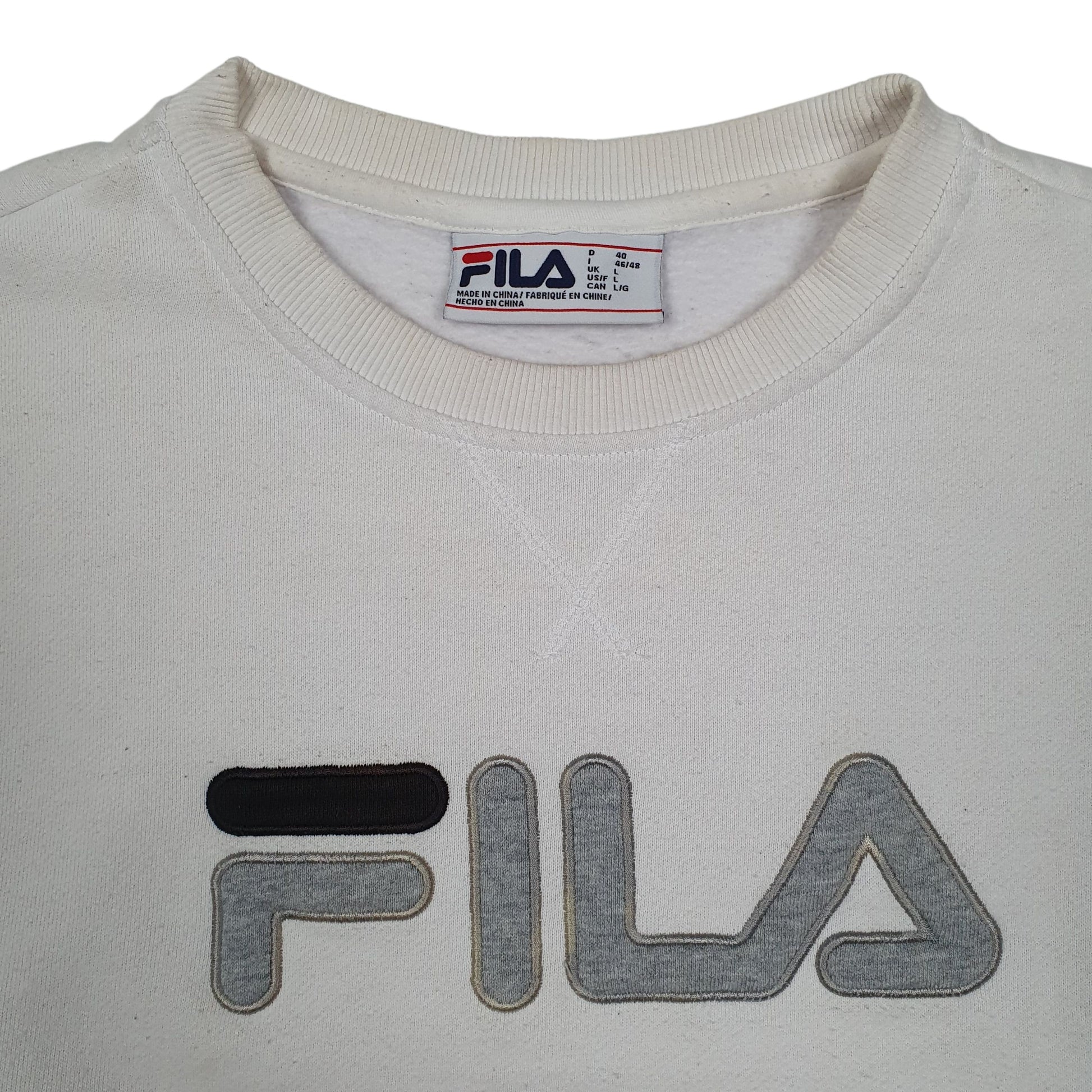 Womens White Fila  Crewneck Jumper