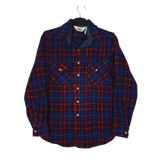 Mens Blue Woolrich Thick Flannel Plaid Vintage 90s Long Sleeve Shirt