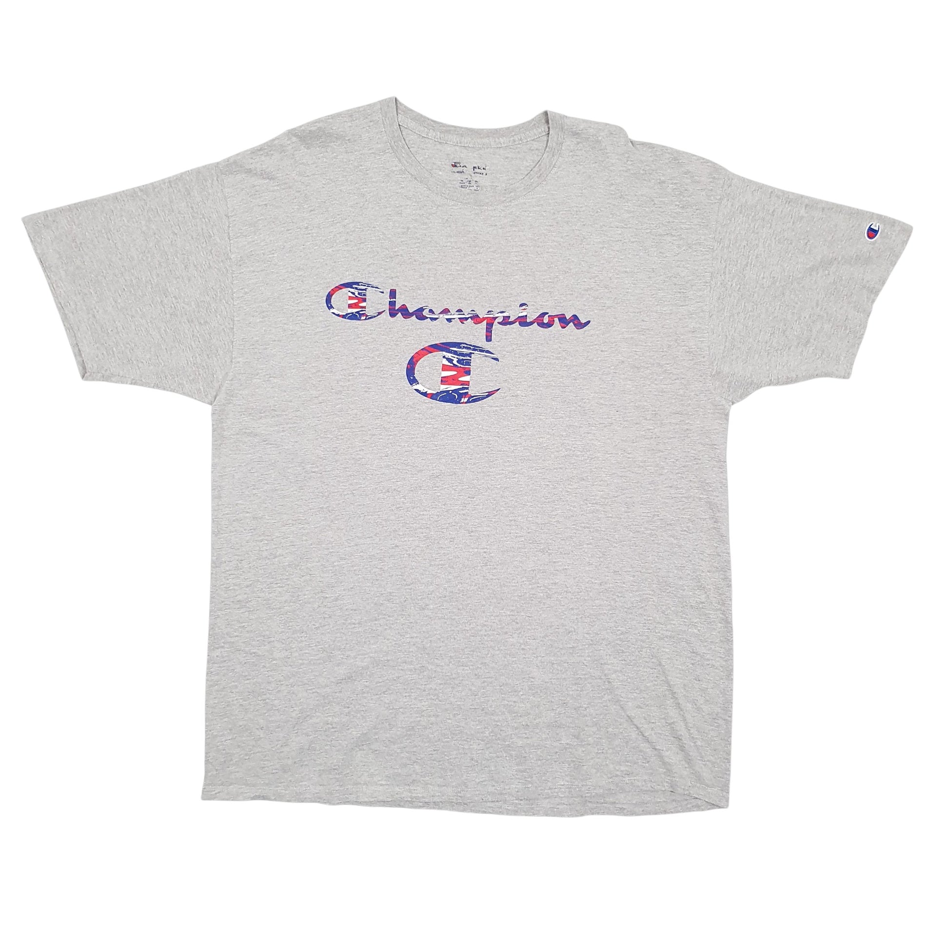 Mens Grey Champion Spellout Short Sleeve T Shirt