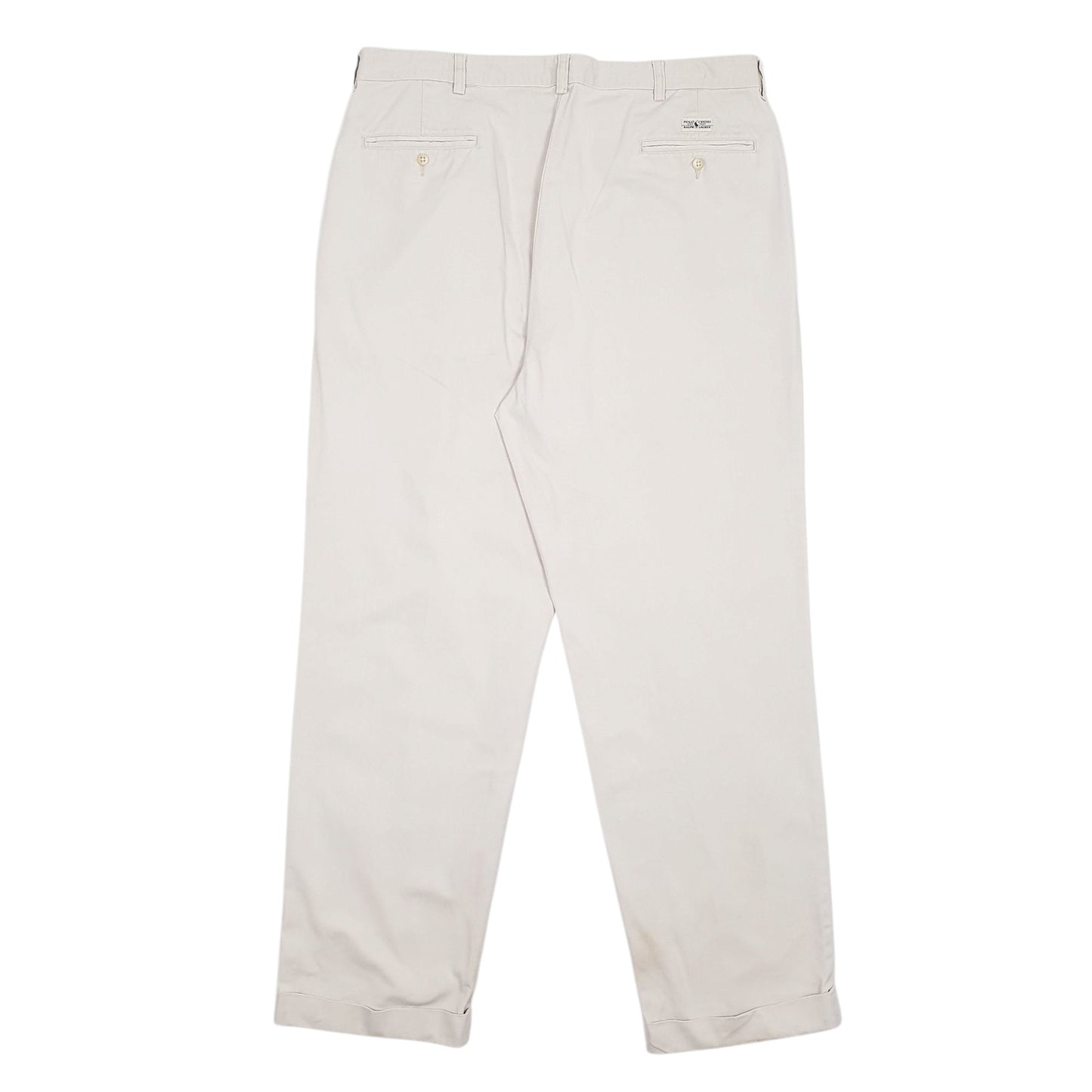 Mens Cream Polo Ralph Lauren Double Pleated Hammond Pant Vintage 90s  Trousers