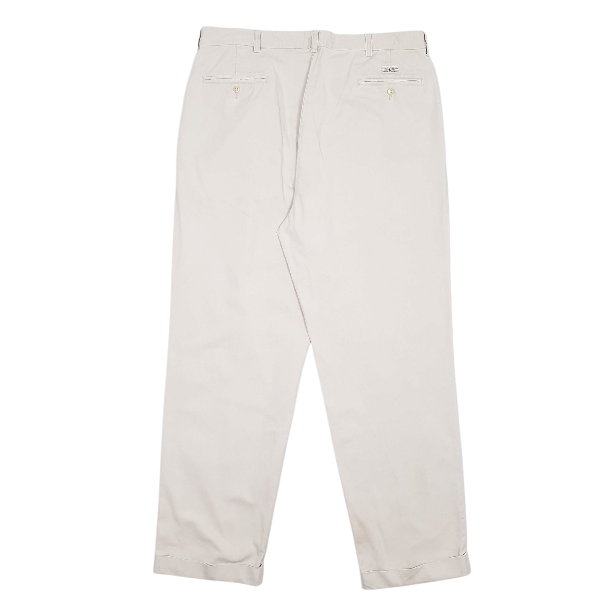 Mens Cream Polo Ralph Lauren Double Pleated Hammond Pant Vintage 90s  Trousers