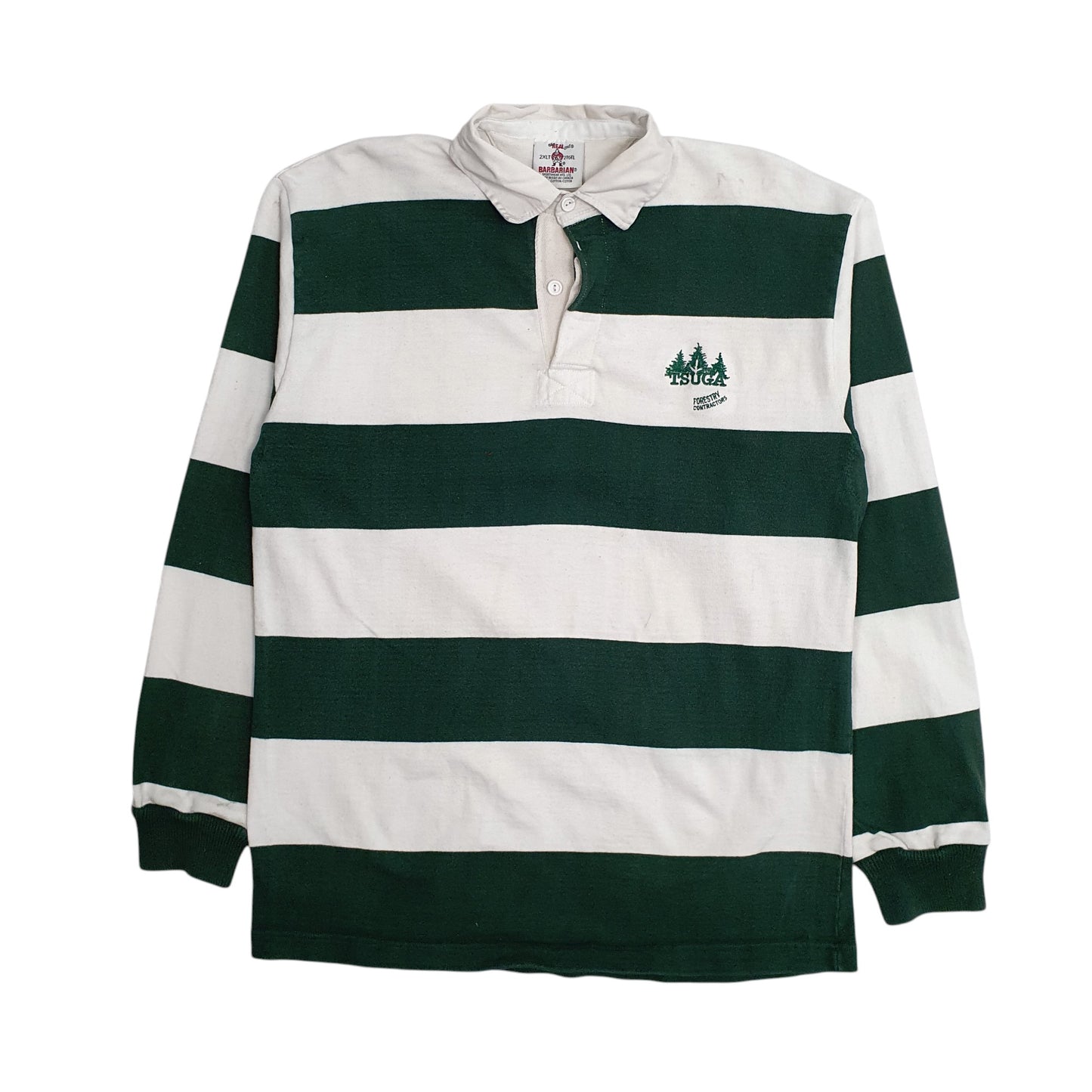 Mens White Barbarian Rugby Long Sleeve Polo Shirt