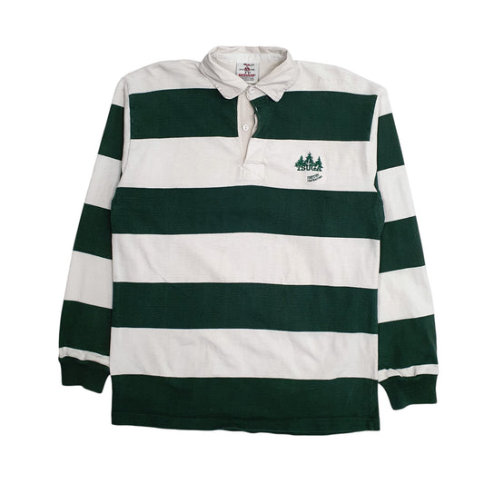 Mens White Barbarian Rugby Long Sleeve Polo Shirt