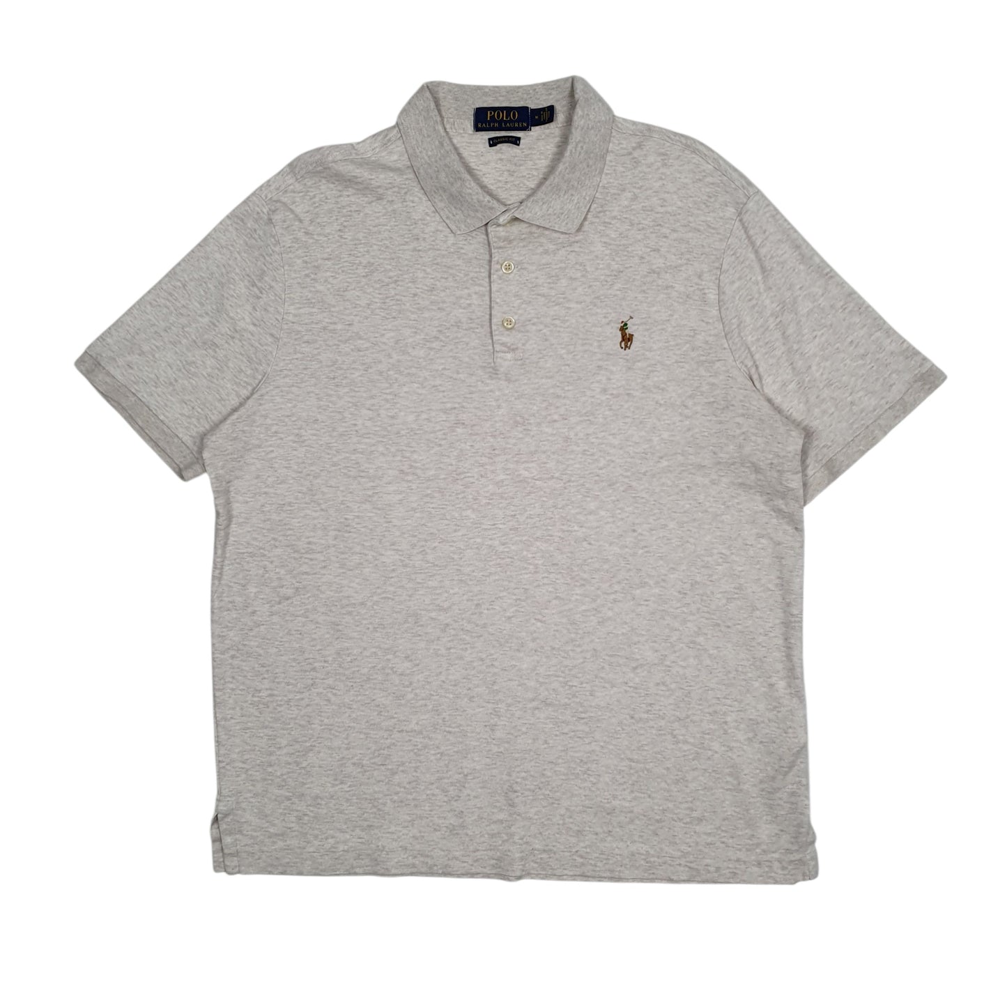 Mens Grey Polo Ralph Lauren Classic Fit Short Sleeve Polo Shirt