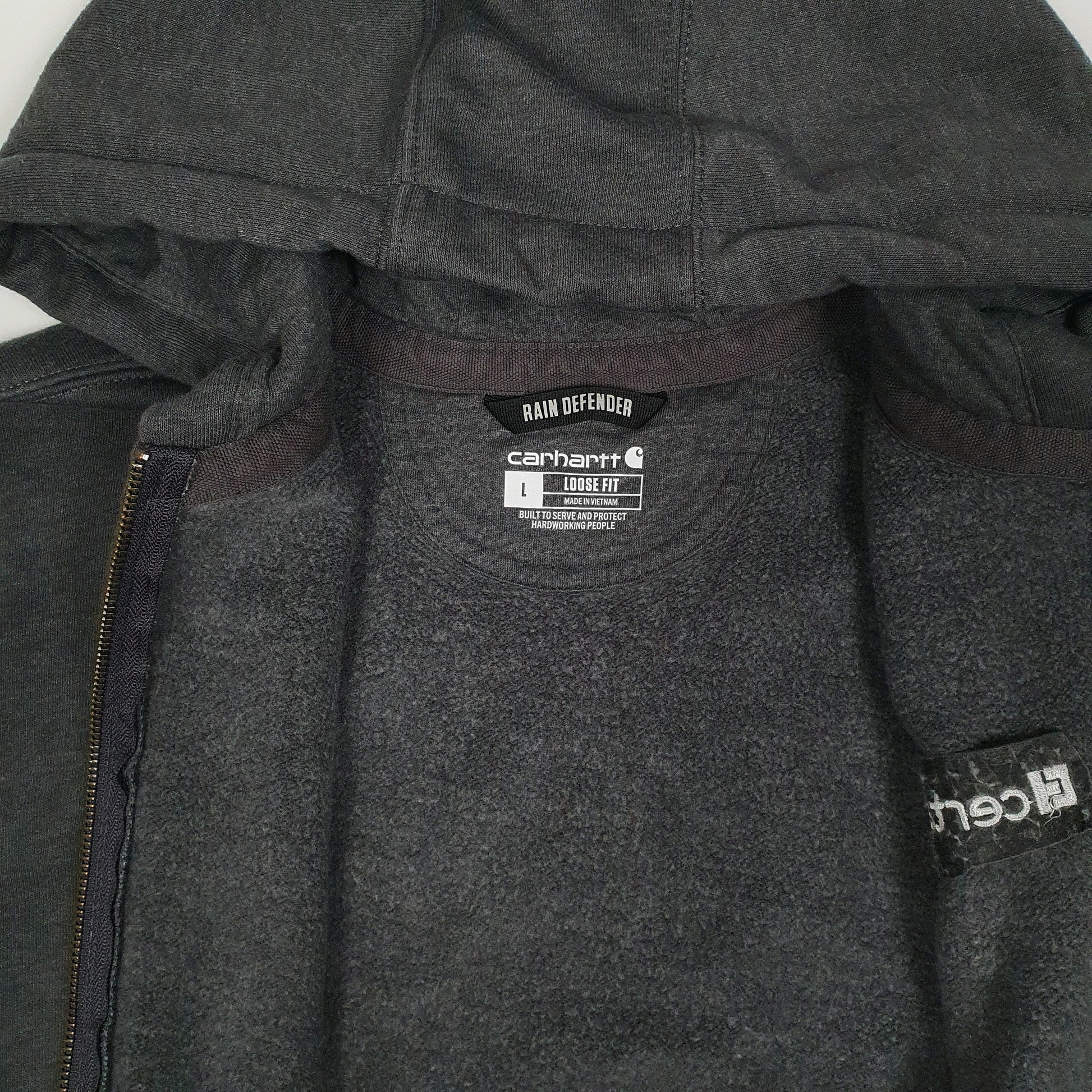 Mens Grey Carhartt Hoodie Full Zip Jumper