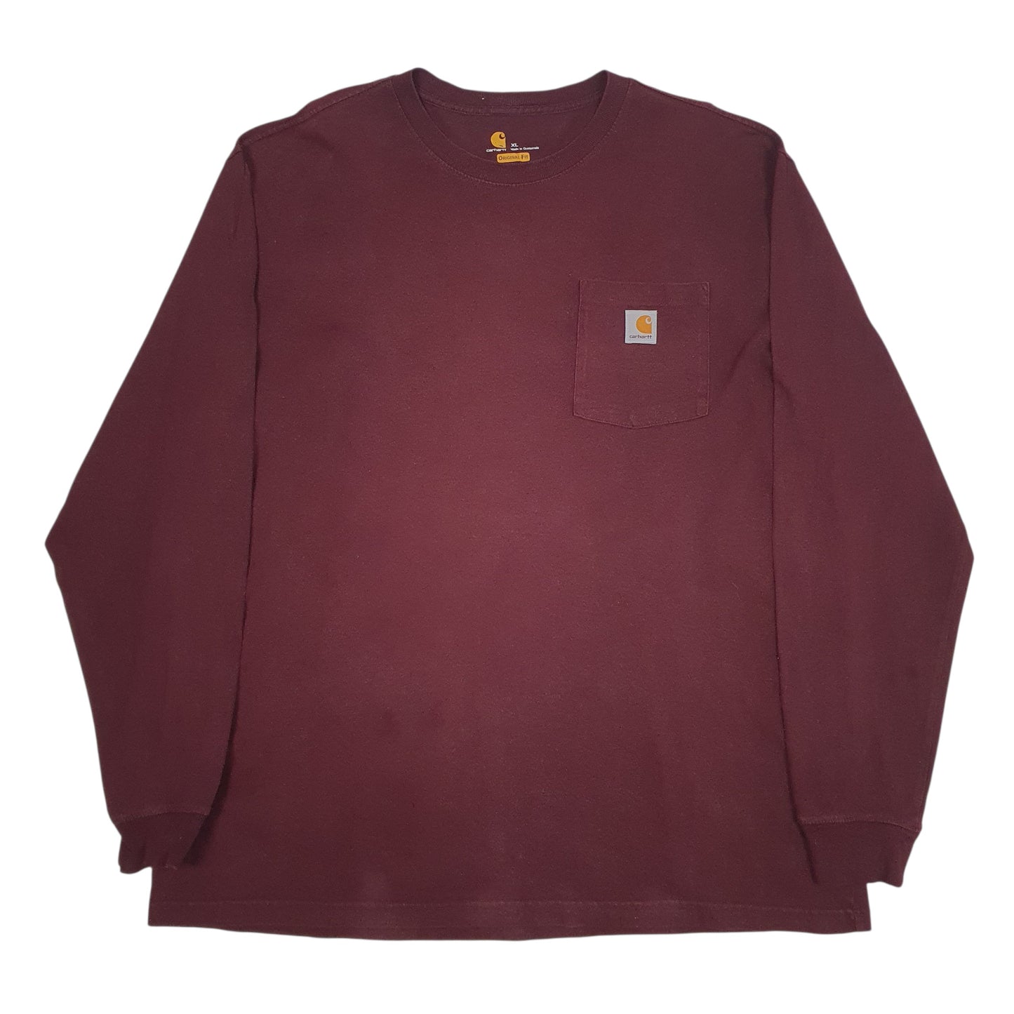 Mens Burgundy Carhartt K126 PRT Long Sleeve T Shirt