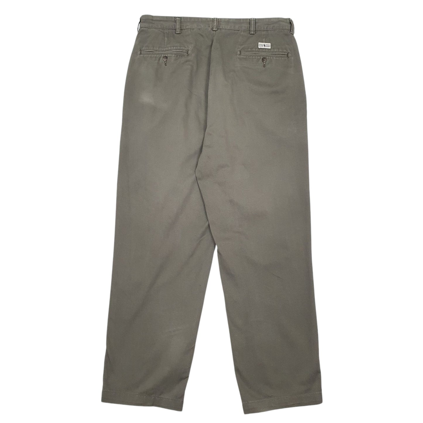 Mens Grey Polo Ralph Lauren Andrew Pant Double Pleated Vintage 90s  Trousers