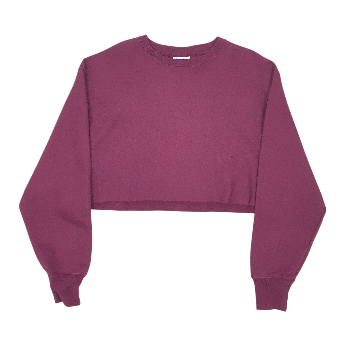 Womens Burgundy Champion Reverse Weave Croptop Crewneck Jumper
