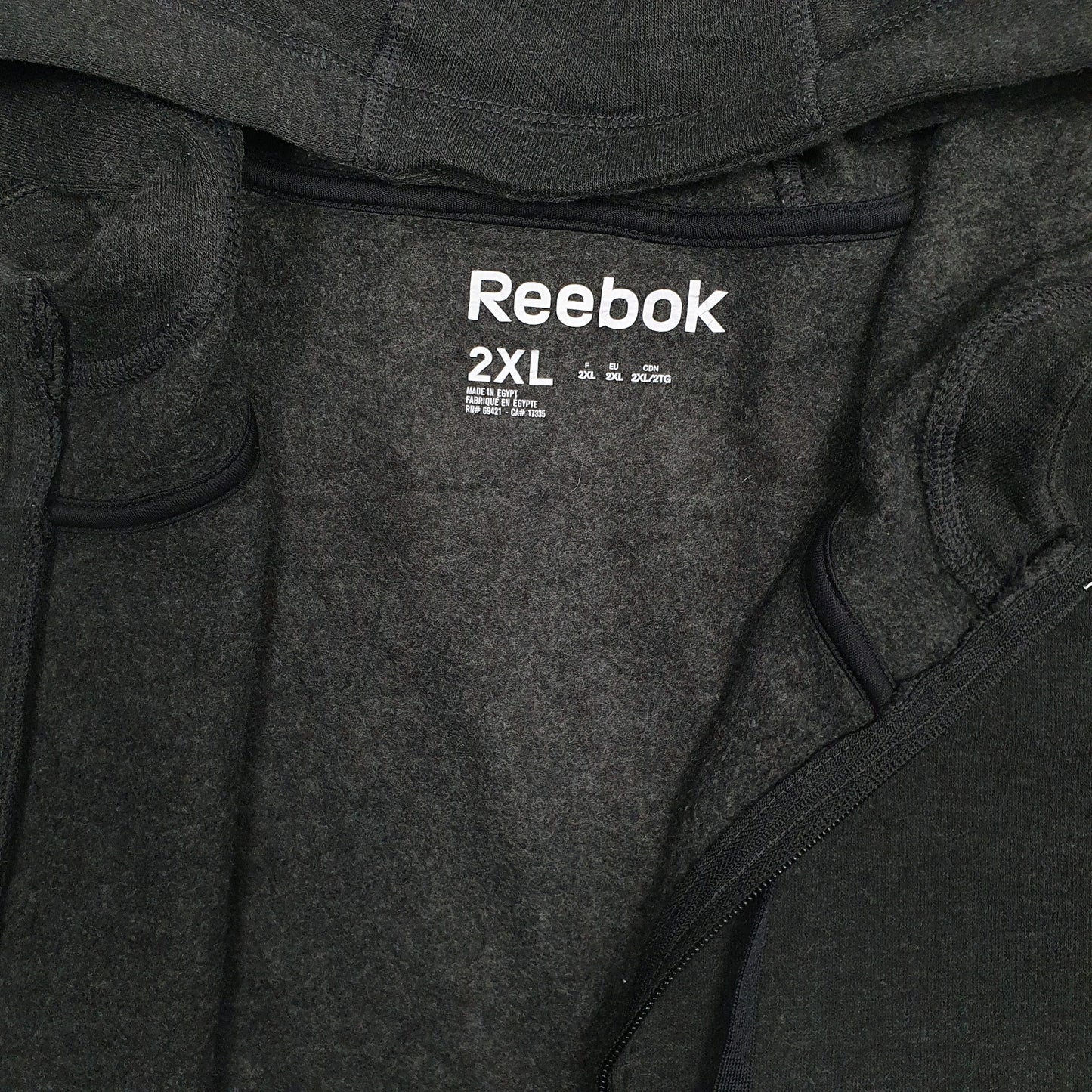 Mens Grey Reebok Hoodie Full Zip Jumper
