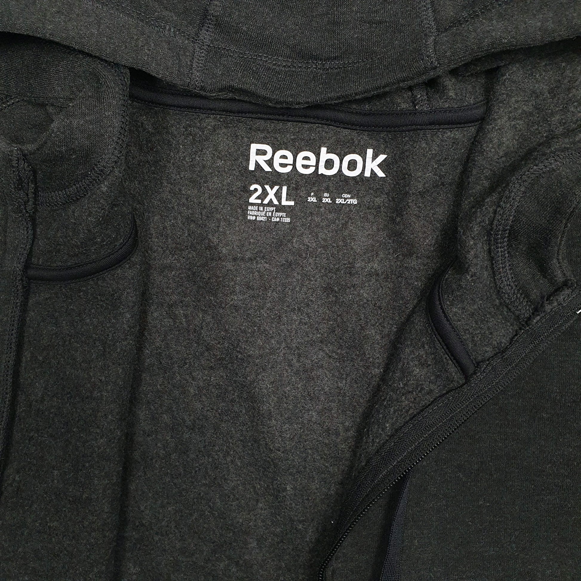 Mens Grey Reebok Hoodie Full Zip Jumper