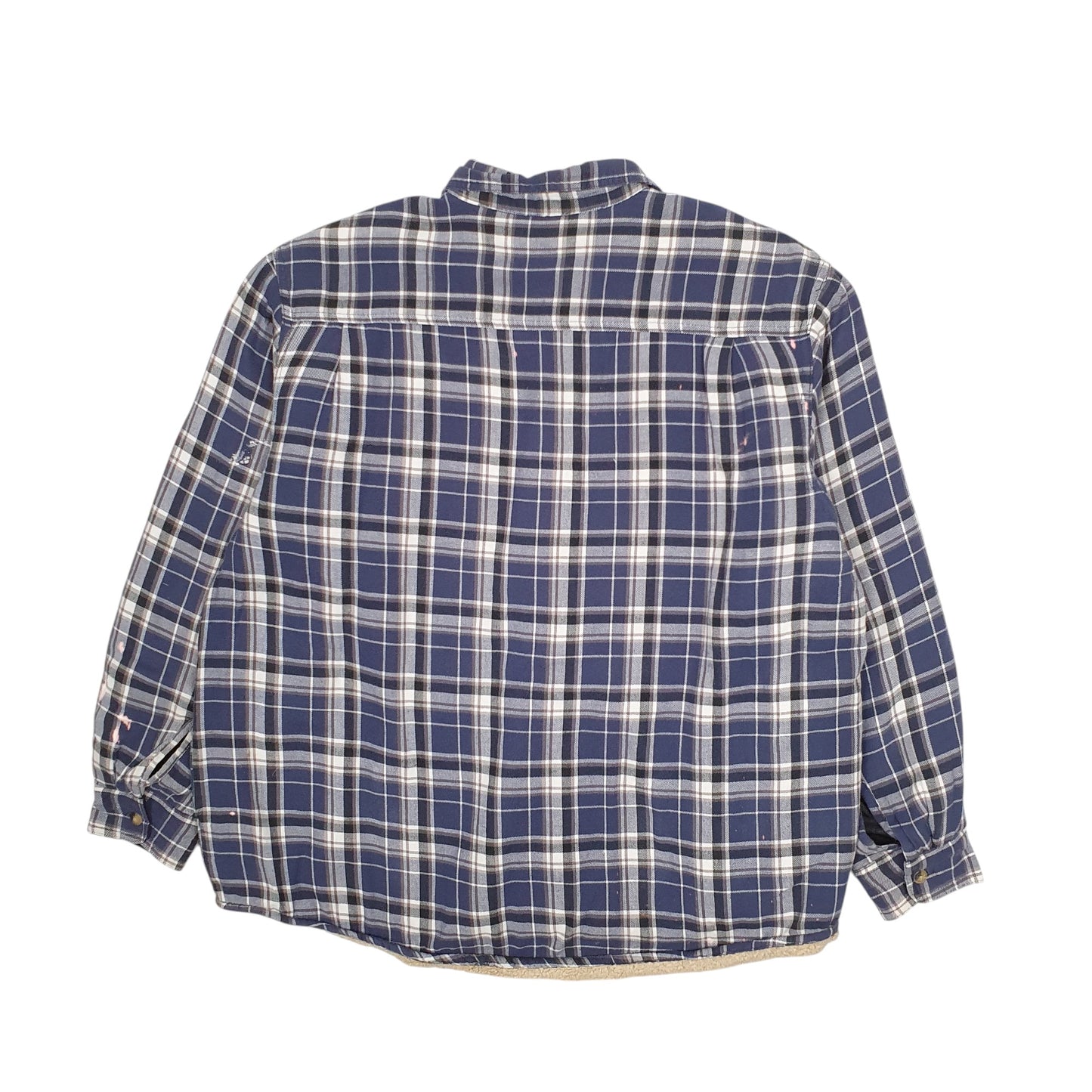 Mens Navy Wrangler Plaid Sherpa Lined  Coat