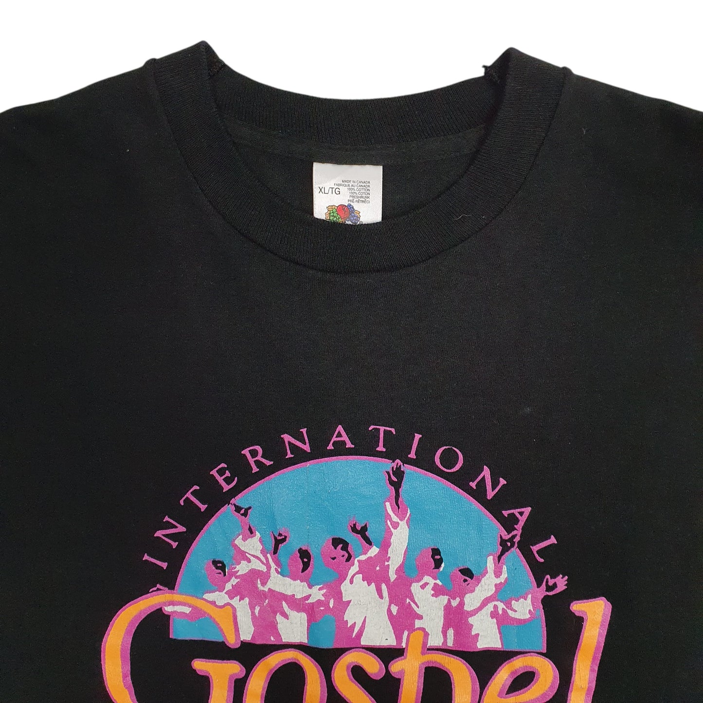 Mens Black Fruit Of The Loom Single Stitch Vintage 90s Gospel  T Shirt