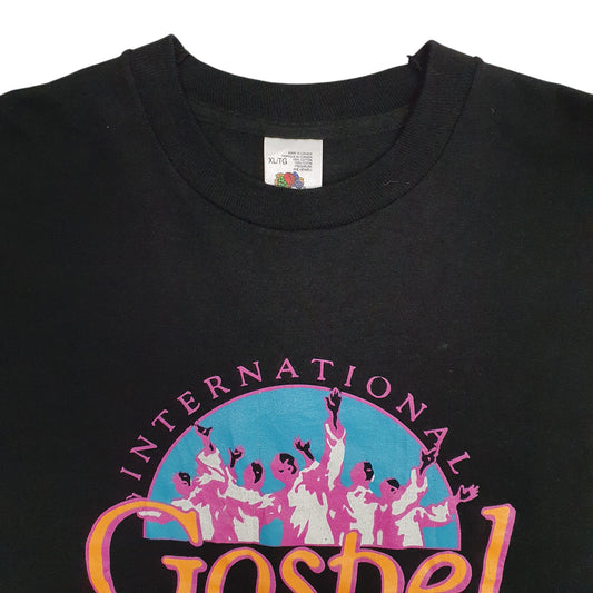 Mens Black Fruit Of The Loom Single Stitch Vintage 90s Gospel  T Shirt