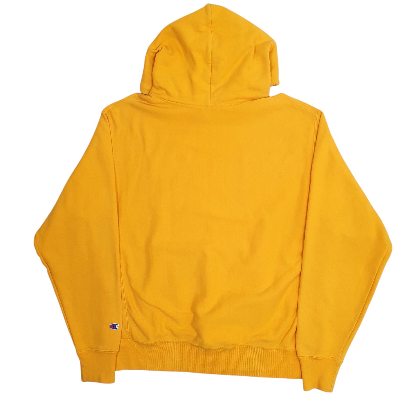 Mens Yellow Champion Reverse Weave Hoodie Jumper