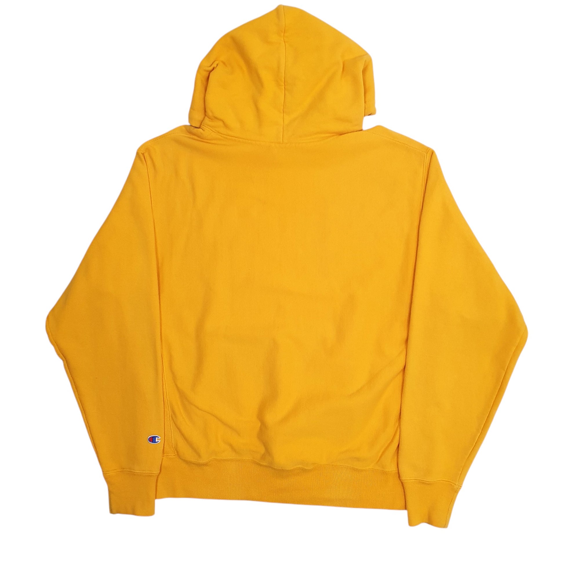 Mens Yellow Champion Reverse Weave Hoodie Jumper