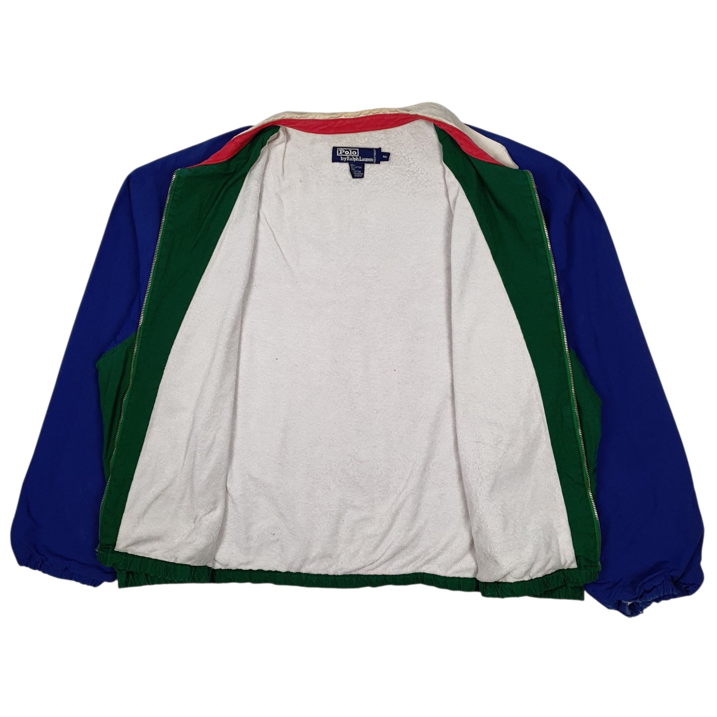 Mens Green Polo Ralph Lauren Vintage 90s Fleece Lined Bomber Crewneck Coat