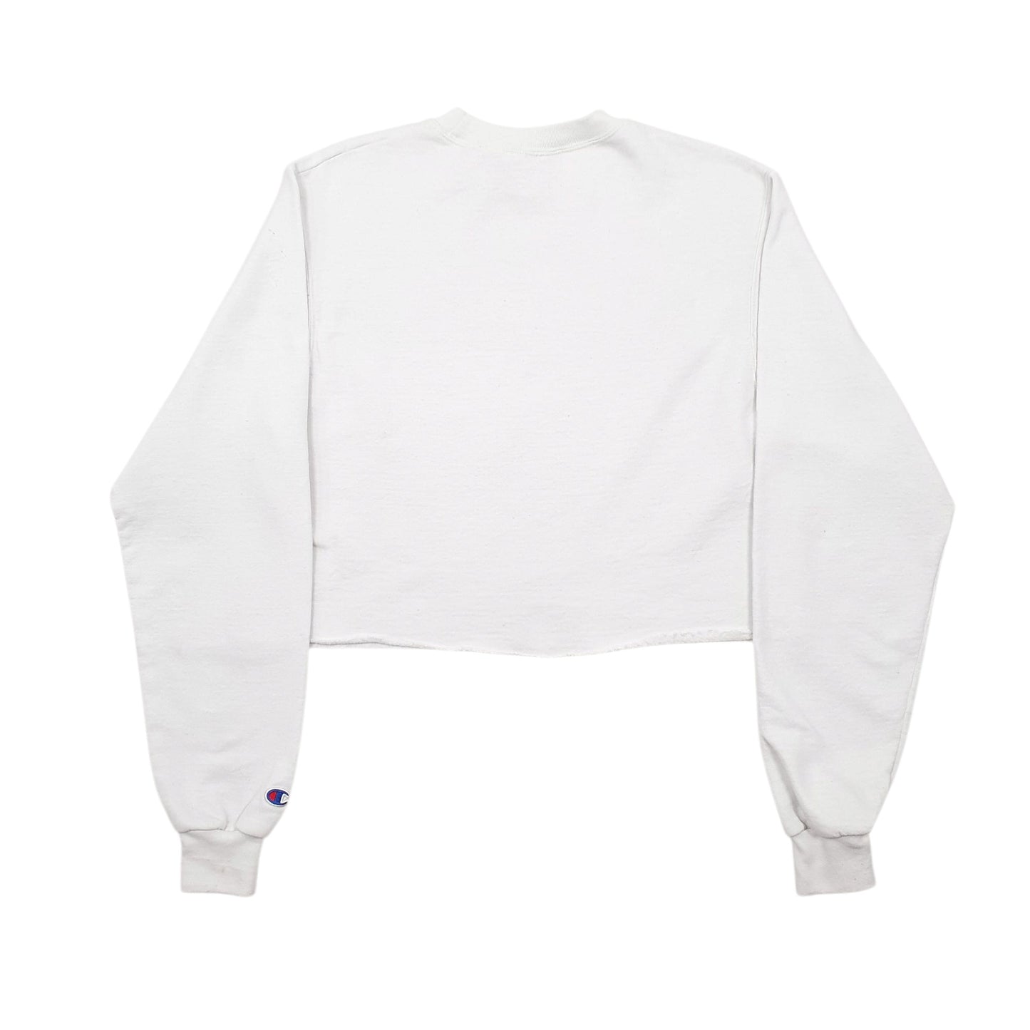 Womens White Champion Croptop Georgetown Crewneck Jumper