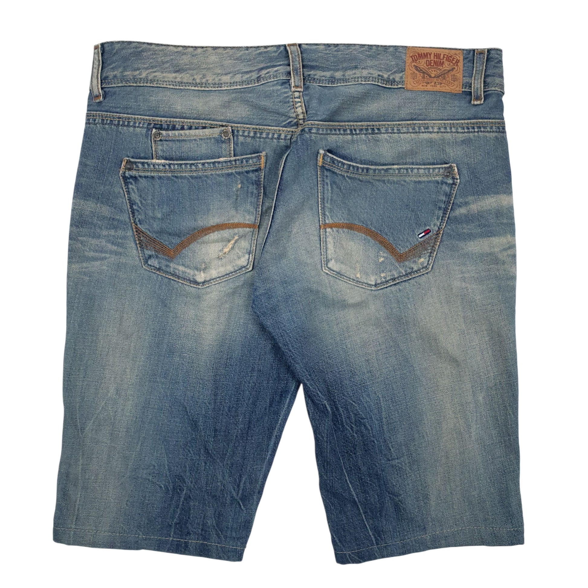 Mens Blue Tommy Hilfiger Distressed  Shorts