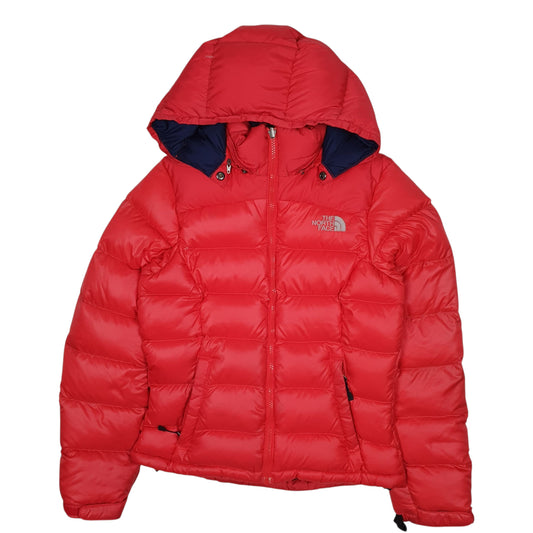 Womens Red The North Face Nuptse Hooded  Coat