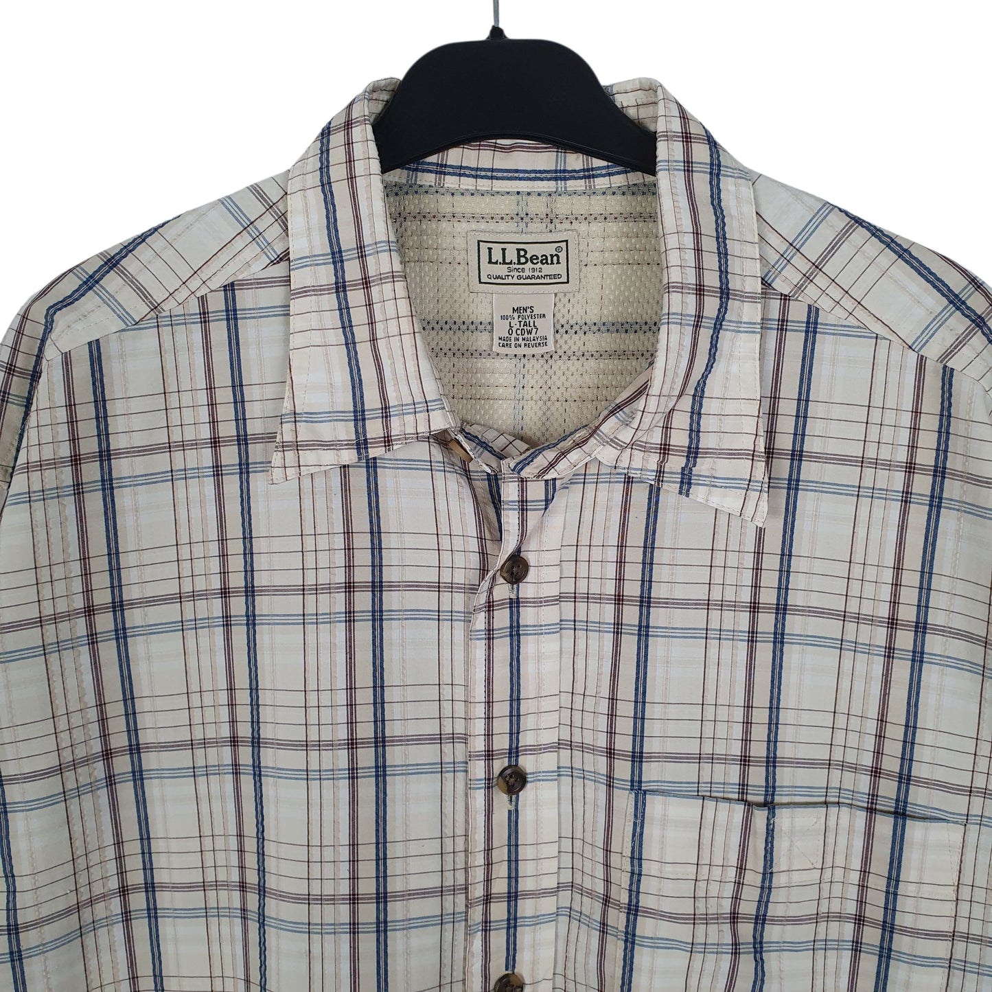 Mens Cream L.L.Bean Hiking Walking  Shirt