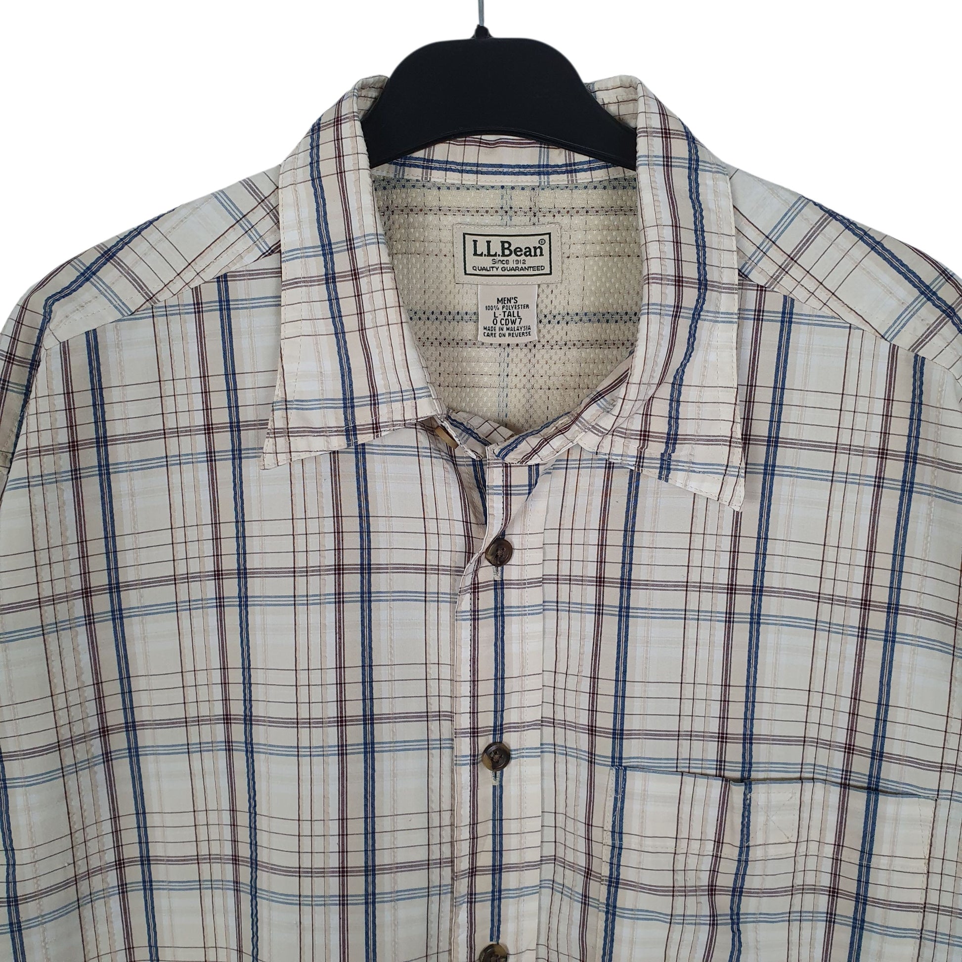 Mens Cream L.L.Bean Hiking Walking  Shirt