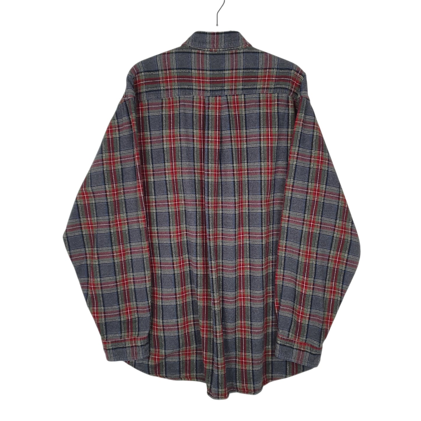 Mens Grey L.L.Bean Thick Flannel Plaid  Shirt