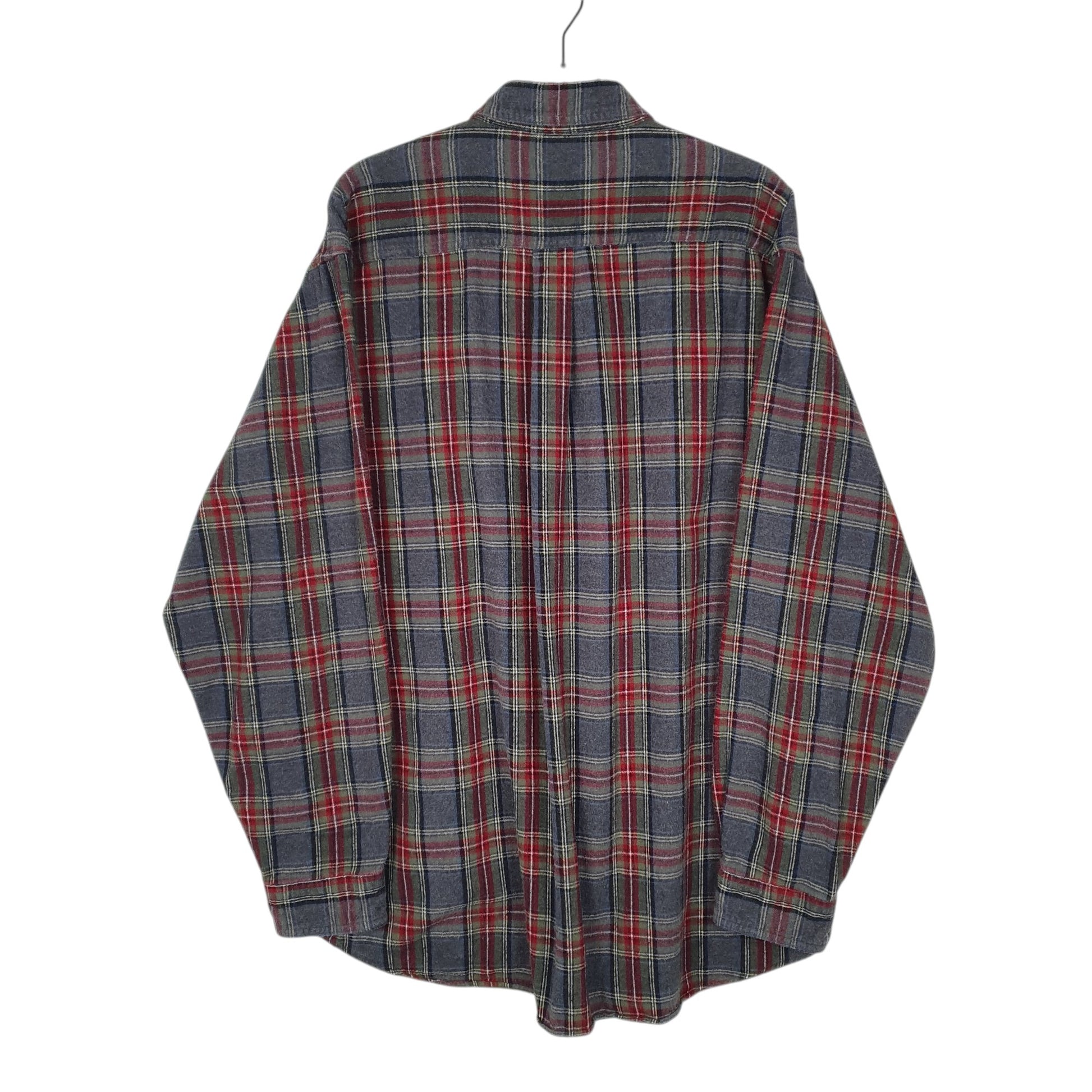 Mens Grey L.L.Bean Thick Flannel Plaid  Shirt